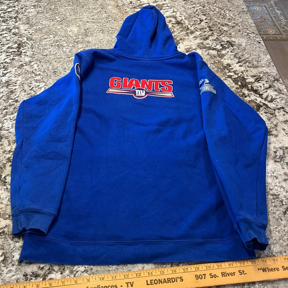 Vintage 2000s Reebok New York Giants NFL Blue Hoodie Size Medium ny Logo - Picture 2 of 7